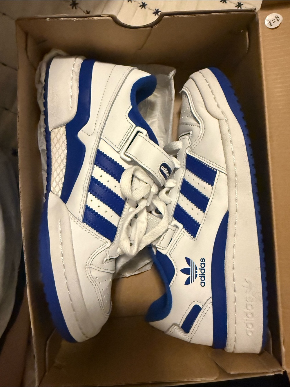 adidas White & Blue Retro Low-Top Sneakers